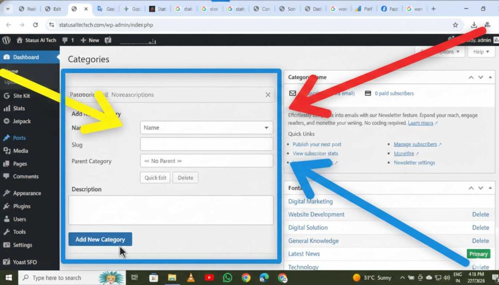 Menu Page Aur Category Kaise Banaye