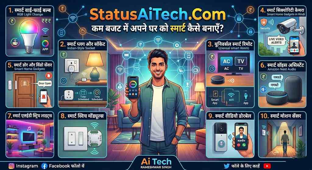 Smart Home Gadgets in Hindi: कम बजट में घर को स्मार्ट बनाने के तरीके।