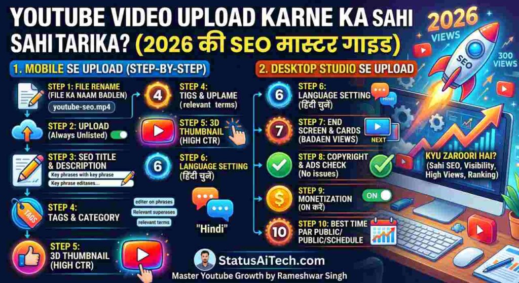 YouTube Video Upload Karne Ka Sahi Tarika 2026 (SEO Guide)